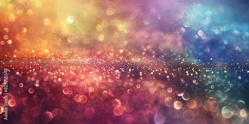 Abstract glitter background. A vibrant blend of multi-colored bokeh effects. Celebration and glamour concept. Template for festival invitation, greeting card, beauty advertising.