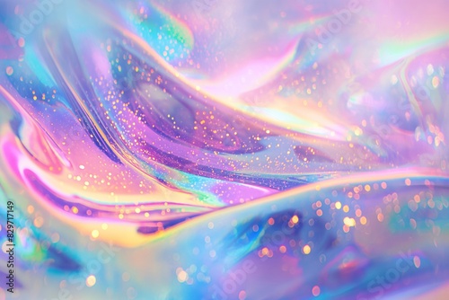 Iridescent and glittering abstract background. Futuristic and tech concept. Cover design for a music album or banner template for beauty advertising.