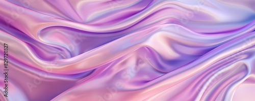 Abstract background with waves of smooth silk fabric in soft pink and lavender tones. Fashion and beauty concept. Banner with copy space.