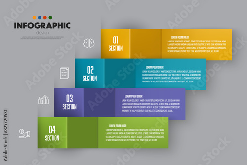 Vector infographic template with icon 4 step. Modern infographic design for presentation.