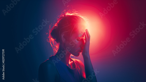 Woman focusing intensely with glowing forehead, representing telepathic abilities.