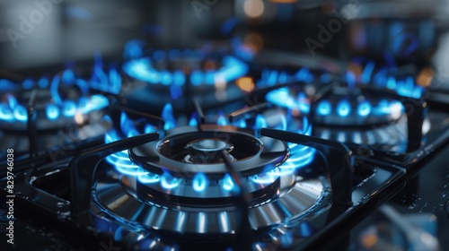 Kitchen Gas Stove Burner with Blue Flame Fire 