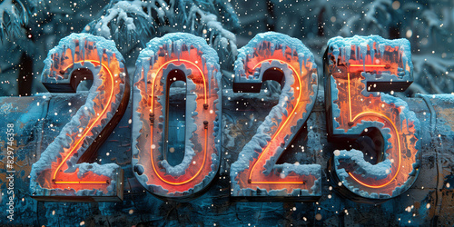 Numbers lit up in snowy setting 2025