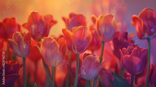 Sunset colored Botanical Tulips