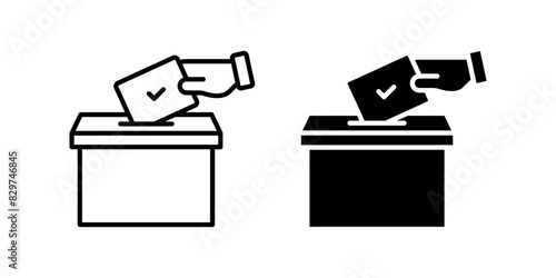Hand voting ballot box icon set. voting sign. for mobile concept and web design. vector illustration