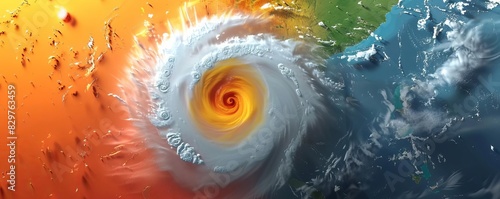 A satellite view of a super typhoon swirling over the ocean, showcasing its massive scale and power