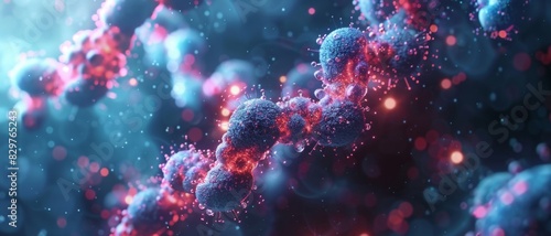 Abstract background of glowing blue and red cells.