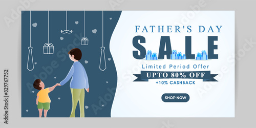 Vector illustration of Happy Father's Day Sale social media feed template