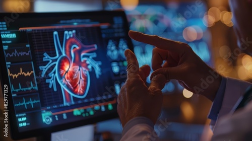 A cardiologist reviews an echocardiogram with a patient