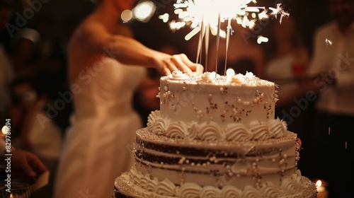 Wedding Celebration with Sparkling Cake