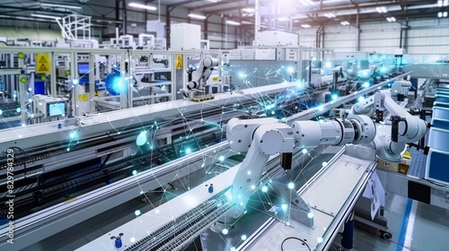 AI predicts material shortages in smart factory, orders supplies just in time to prevent delays and maximize efficiency, Created with Generative AI.