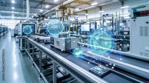 Cutting-edge AI in smart factories predicts material shortages & orders supplies just in time to prevent delays, optimizing production efficiency, Created with Generative AI.
