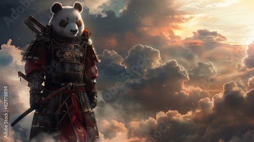Panda wearing chines armor