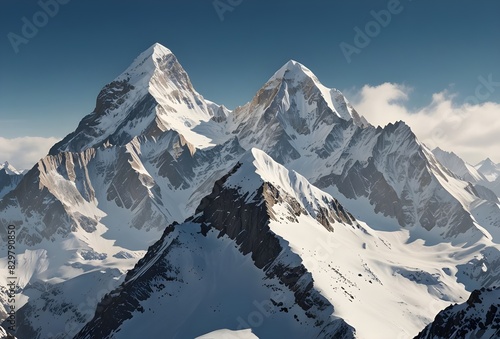 Majestic mountain peaks with snowcapped summits beautiful pic 