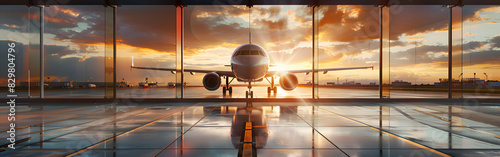 A plane is parked at the airport with the sky in the terminals blur background aircrafts skyline 