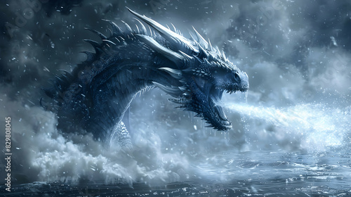 A dragon exhaling water instead of fire 