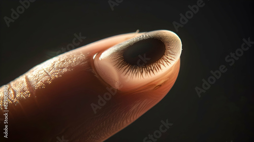 A finger with a nail shaped 