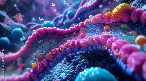 A 3D rendering of a metabolic pathway, with each step visually represented by different molecules and enzymes, illustrating the complexity of biochemical processes.