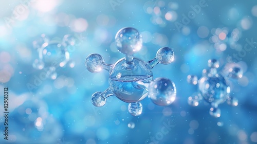 A 3D rendering of a water molecule showing the distribution of electron density, highlighting the polar nature and partial charges on the hydrogen and oxygen atoms.
