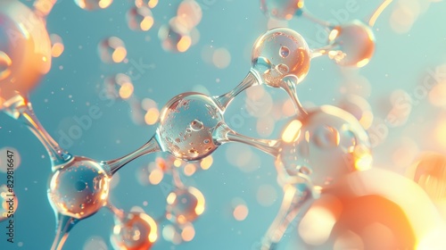 An artistic representation of an inorganic molecule, with metallic spheres connected by rods, floating against a gradient blue backdrop.