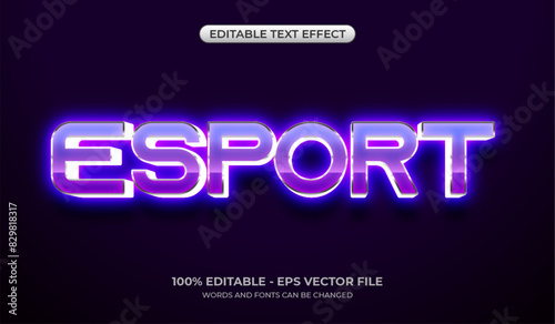 Esport text effect. Editable glowing neon and futuristic text effect. 3D modern gaming typography logo
