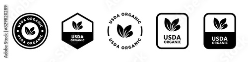 USDA organic - vector signs for product packaging labels.