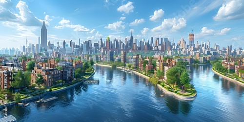 Residential area along the Hudson River in New York City