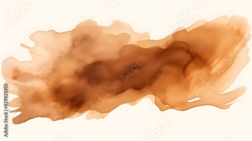 Watercolor brown smoke isolated on white background. Generative AI.