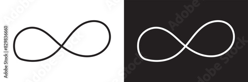 Hand drawn infinity symbol. Black infinity icon. Eternity, infinite, limitless and forever signs. isolated on white and black background. Vector illustration . EPS 10