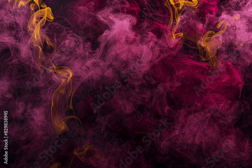 Bold and luxurious, rich burgundy smoke paired with striking neon yellow details at a concert.
