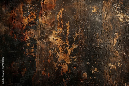 Dark Grunge A gritty, worn texture with dark tones and scratches background, ai generated