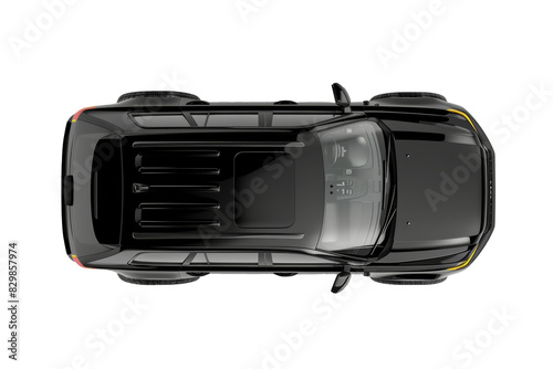 Top view of a black suv top view transparent background