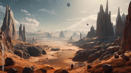 Beautiful and futuristic landscape of an alien planet