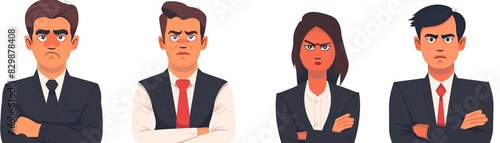 Rudeness in business team vector illustrations set Bad job, adverse atmosphere, disrespectful attitude towards colleagues concept Company staff, rude executive and subordinate cartoon characters, clos