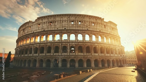 ancient colosseum in rome illuminated by warm morning sunlight iconic landmark