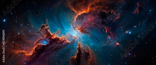 Stunning deep space astronomy background. Stars, galaxies and nebulas. Colorful cosmic wallpaper background header. 