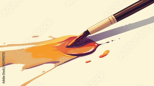 A cartoon paintbrush is depicted in the illustration