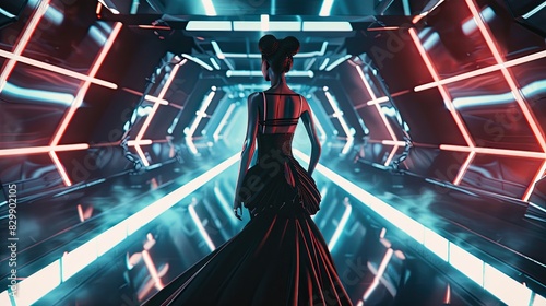Capture a futuristic fashion runway