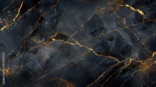 luxurious black marble with elegant gold inlay veins sophisticated background texture