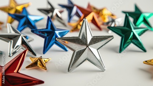 Variety of Metallic Stars in Different Colors for Celebrating Christmas and New Year