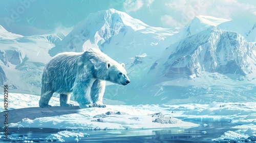 majestic polar bear in icy arctic landscape aigenerated wildlife illustration