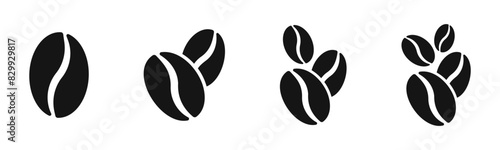 Coffee bean icons. Isolated vector coffe beans. Coffee grain symbols
