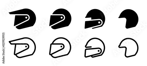 Moto helmet icons. Motorcycle helmet vector icon set. Racing helmet vector illustration