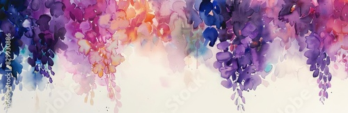 Abstract watercolor painting. Purple, pink and blue. Delicate and airy.
