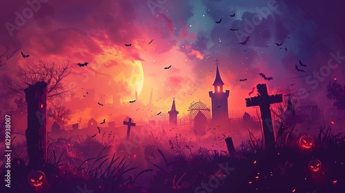 Halloween background in art style