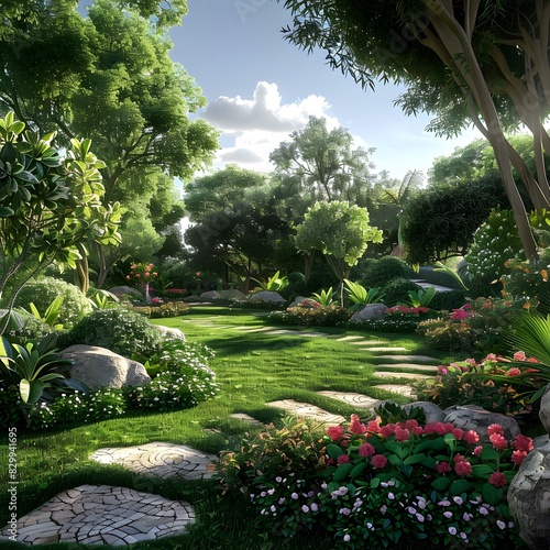 A lush garden path