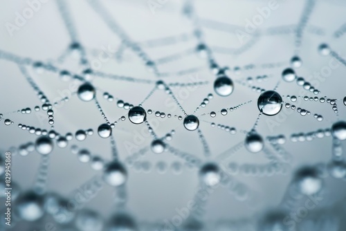 A detailed macro shot of raindrops on a spider web, showcasing the intricate beauty of natural phenomena