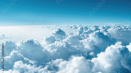 Background of a cloud filled clear blue sky