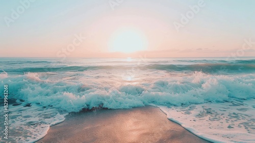 imagine a minimalist shot of gentle ocean waves lapping against a pristine beach, with a clear sky and soft, pastel colors --ar 16:9 --style raw Job ID: 8b3221f2-92d4-47e7-8b6f-2e8269526ece