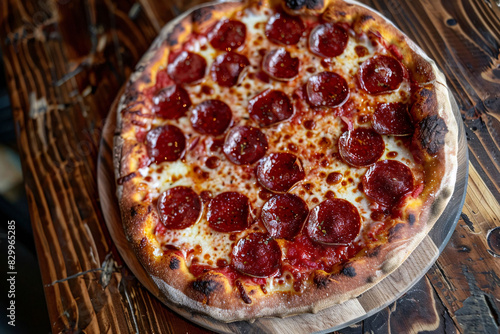 Pepperoni Pizza on Wooden Board